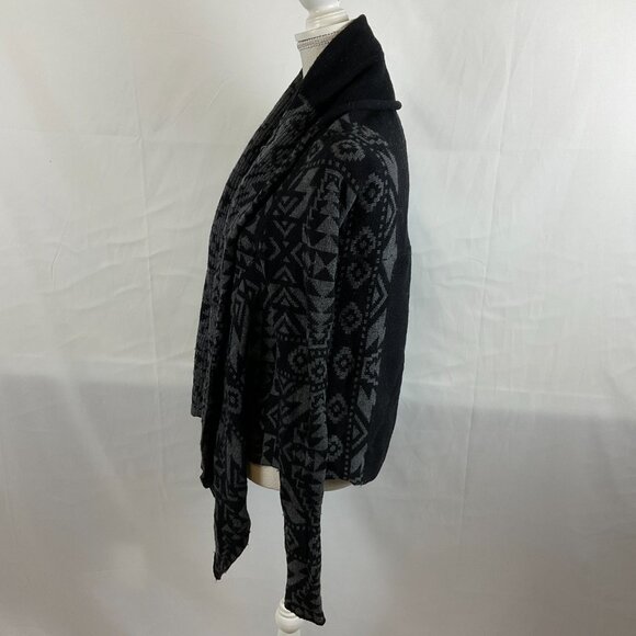 Patagonia Pine Mountain Wrap Sweater Women's M Black Gray Aztec Print Open Front - Picture 6 of 12